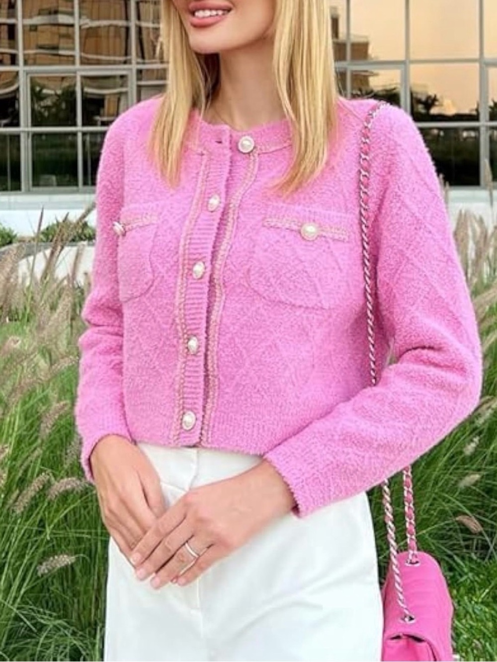Urban Revivo Women’s Knit Cardigan Sweater Pearl Buttons Small
